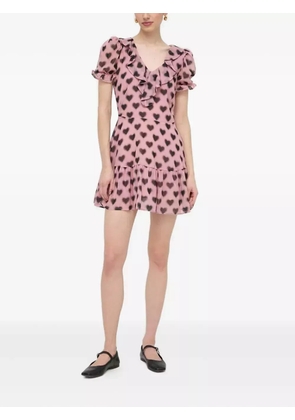 Silvian Heach frill-neckline heart-print mini dress - Pink
