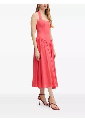 Bardot halter-neck gathered-skirt midi dress - Pink