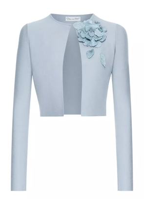 Oscar de la Renta floral-appliqué knit dress - Blue