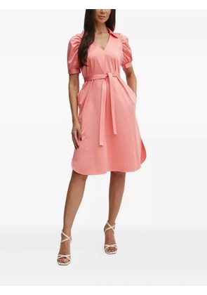 BOSS puff-sleeve belted midi dress - Pink