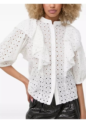 Notes du Nord Honey eyelet-embroidered ruffle blouse - White