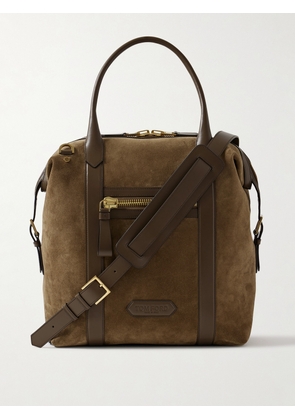 TOM FORD - Leather-Trimmed Suede Tote Bag - Men - Brown