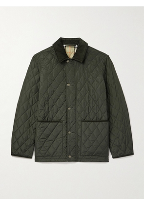 Burberry - Padded Corduroy-Trimmed Quilted Shell Jacket - Men - Green - S