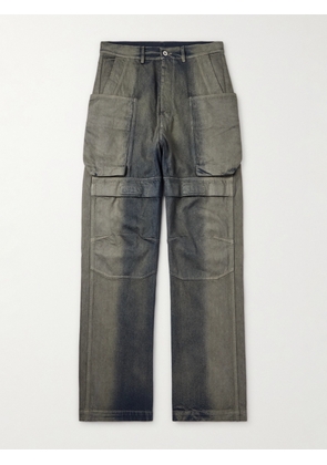 Rick Owens - Stefan Wide-Leg Distressed Denim Cargo Trousers - Men - Gray - UK/US 28