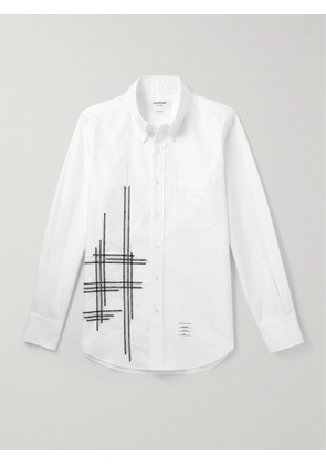 Thom Browne - Button-Down Collar Logo-Appliquéd Embroidered Cotton Oxford Shirt - Men - White - 1