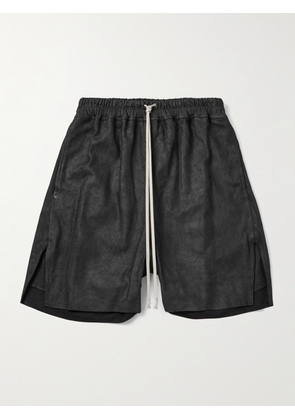Rick Owens - Straight-Leg Leather Drawstring Shorts - Men - Black - IT 46