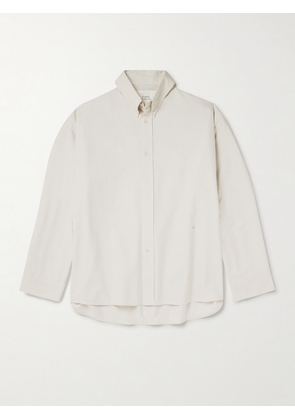 Studio Nicholson - Button-Down Collar Logo-Embroidered Striped Cotton Oxford Shirt - Men - White - S