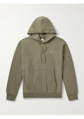 Nike - Solo Swoosh Logo-Embroidered Cotton-Blend Jersey Hoodie - Men - Green - XS