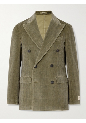 Massimo Alba - Monster Double-Breasted Prince of Wales Checked Cotton-Blend Corduroy Blazer - Men - Green - IT 46