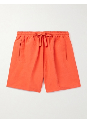UMIT BENAN - Julian Straight-Leg Linen and Silk-Blend Drawstring Shorts - Men - Red - IT 46