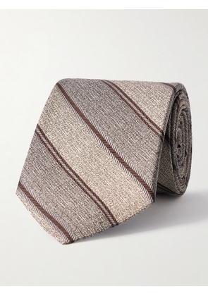Loro Piana - Yale 8cm Striped Silk-Jacquard Tie - Men - Neutrals