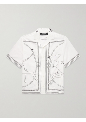 Jacquemus - Jean Camp-Collar Printed Cotton-Poplin Shirt - Men - White - IT 44