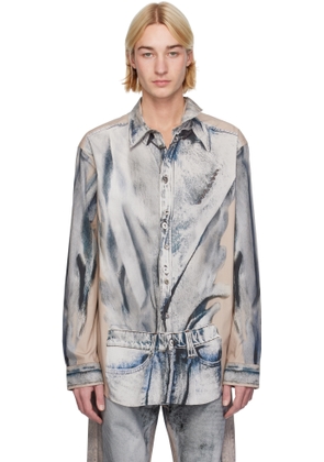 Y/Project Beige & Blue Trompe L'oeil Shirt