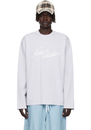 Acne Studios Gray Embroidered-Logo T-shirt
