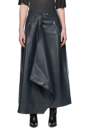 Nanushka Blue Neith Draped Vegan Leather Maxi Skirt