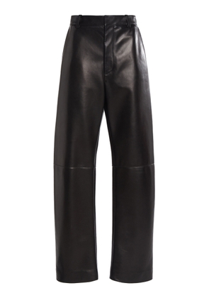 Bottega Veneta Mid-Rise Leather Barrel-Leg Pants - Moda Operandi
