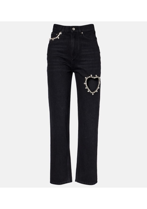 Area Crystal-embellished wide-leg jeans