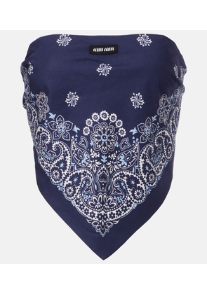 Miu Miu Bandana printed cotton poplin top