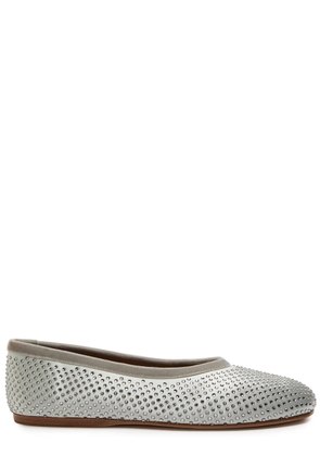 Forte_forte Crystal-embellished Satin Ballet Flats - Silver - S5 (IT38 / UK5)