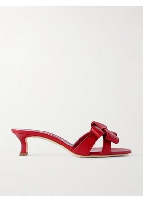 Manolo Blahnik - Cafredda 50 Bow-embellished Leather Sandals - IT36,IT36.5,IT37,IT37.5,IT38,IT38.5,IT39,IT39.5,IT40,IT40.5,IT41,IT41.5,IT42,IT43