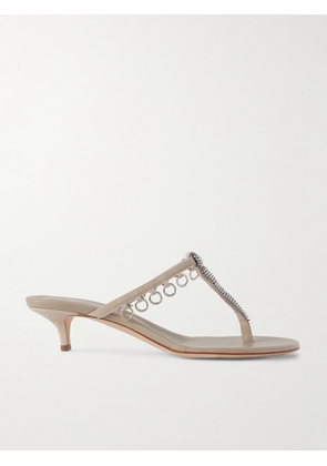 Christopher Esber - Pierced Embellished Suede Sandals - Neutrals - IT35,IT36,IT37,IT38,IT39,IT40,IT41