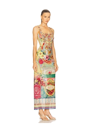 Camilla Square Neck Long Dress in Cream. Size L. Also in M, S, XL, XS.