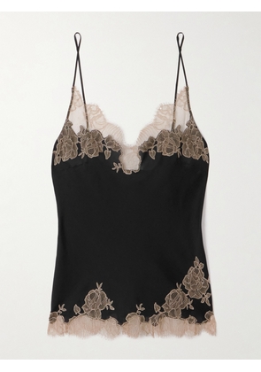 Carine Gilson - Lace-trimmed Silk-satin Camisole - Black - small,medium,large,x large