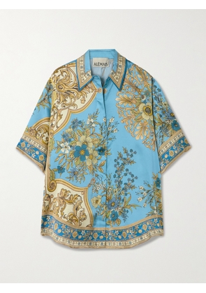 ALÉMAIS - Cassie Printed Silk-satin Shirt - Blue - UK 4,UK 6,UK 8,UK 10,UK 12,UK 14