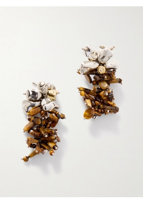 Dries Van Noten - Silver- And Gold-tone Tiger's Eye Earrings - Multi - One size