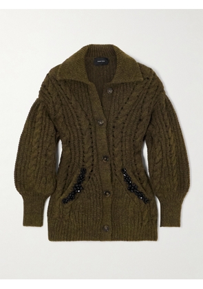 Simone Rocha - Embellished Metallic Cable-knit Cardigan - Green - x small,small,medium,large