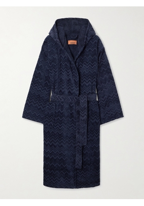 MISSONI HOME - Chalk Hooded Cotton-terry Robe - Blue - small,medium,large,x large