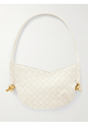 Bottega Veneta - Solstice Embellished Intrecciato Leather Shoulder Bag - Off-white - One size