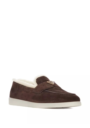 Prada suede logo-detail loafers - Brown
