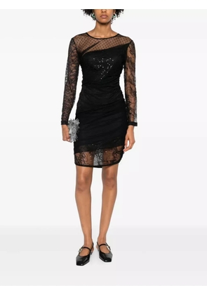 PINKO sequin-embellished mesh-upper mini dress - Black