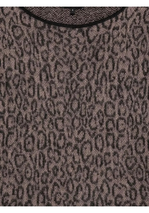Emporio Armani leopard-print crew-neck sweater - Brown