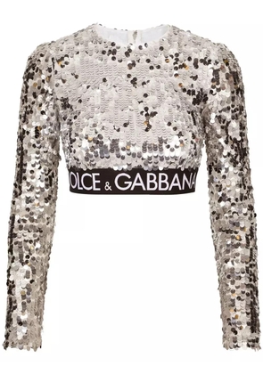 Dolce & Gabbana sequin-embellished crop top - Silver