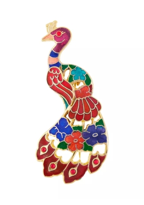 Susan Caplan Vintage 1980s Peacock brooch - Red