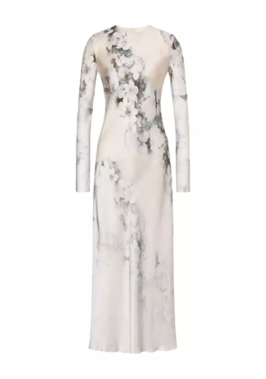 Alberta Ferretti floral-print long-sleeve maxi dress - Neutrals