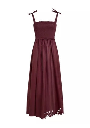 Karl Lagerfeld smocked-panel signature beach dress - Red