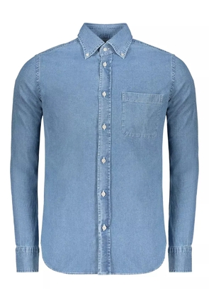 Moorer rounded-hem denim shirt - Blue