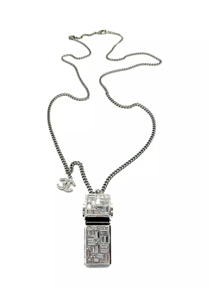 CHANEL Pre-Owned 2015 crystal-embellished whistle necklace - Silver