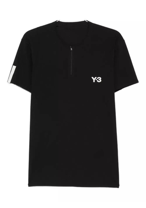 Y-3 zip-neck panelled T-shirt - Black