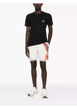 Y-3 zip-neck panelled T-shirt - Black