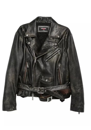DSQUARED2 belted leather biker jacket - Black