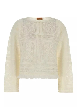 Alanui crochet fringed sweater - White