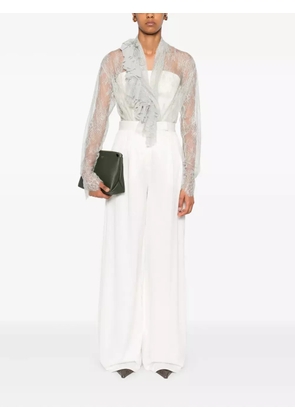 Alberta Ferretti lace ruffled top - Neutrals