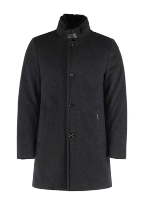 Moorer Bond-Fur-Cs high-neck button overcoat - Black