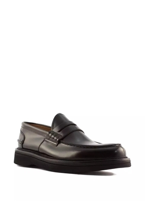 Green George penny-bar leather loafers - Brown