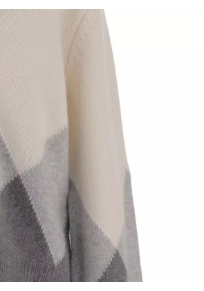 arch4 chevron cashmere cardigan - White