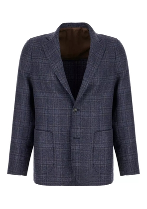 Barba checked single-breasted blazer - Blue